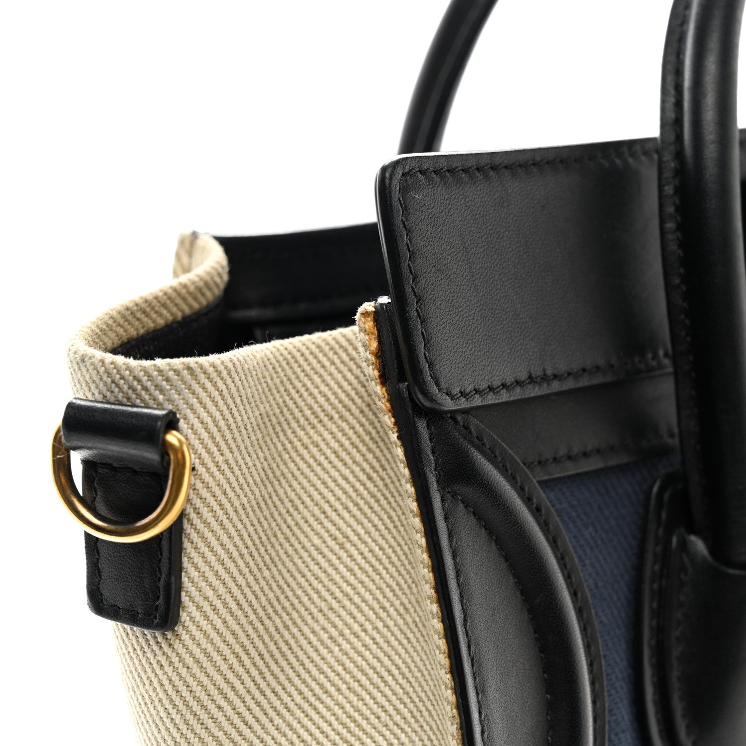 Celine Natural Canvas Smooth Calfskin Nano Luggage Navy 11 of 11