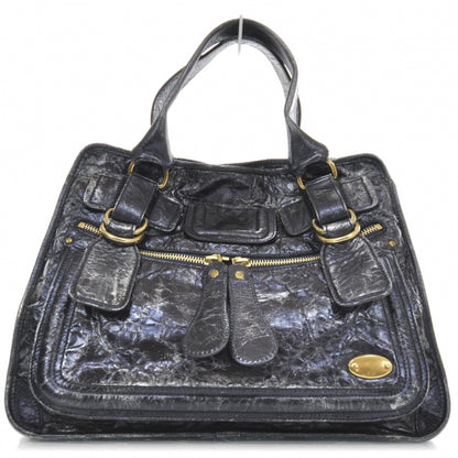 Chloe Leather Large Bay Tote Metallic Navy 1 of 10