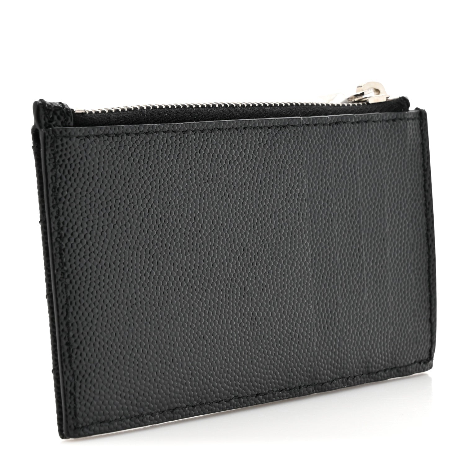 Saint Laurent Grain De Poudre Matelasse Chevron Monogram Fragments Zippered Card Case Black 3 of 8