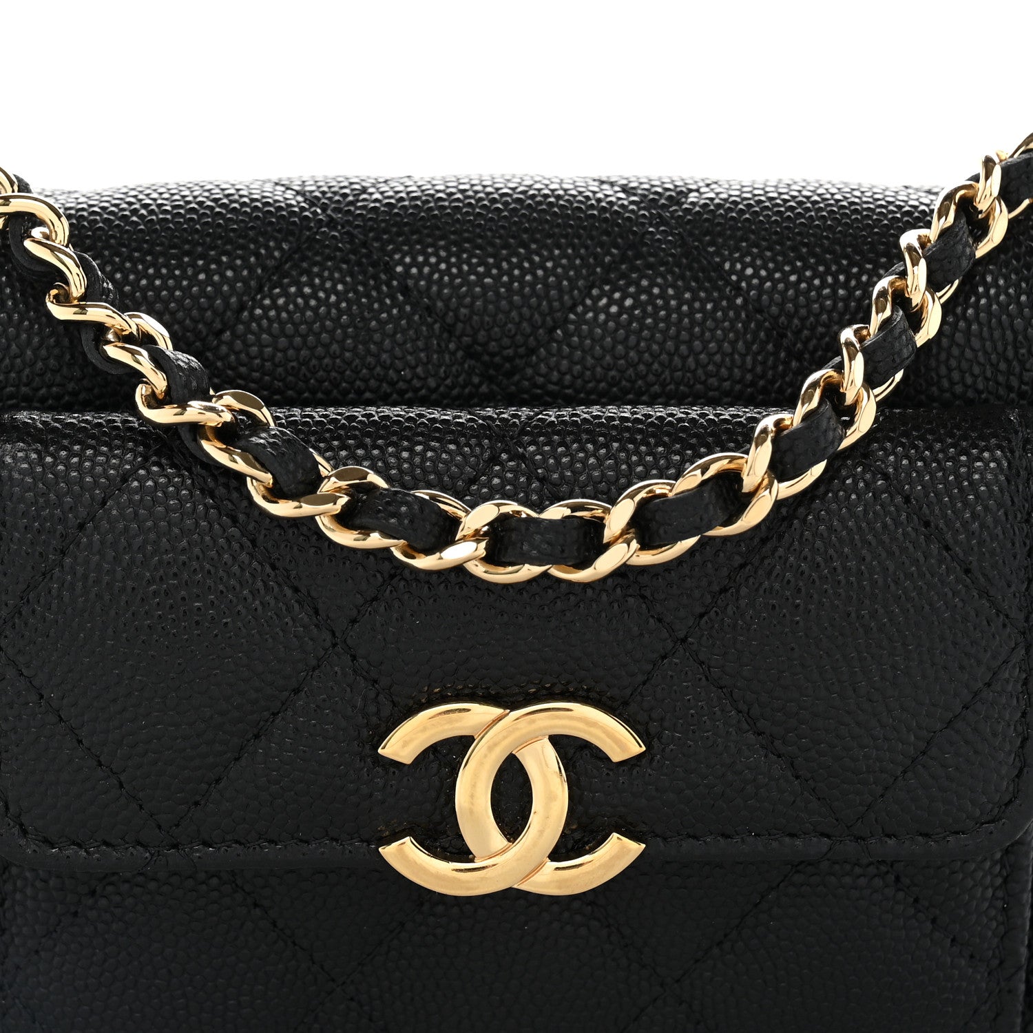 Chanel Caviar Quilted Pocket Twins Clutch With Chain Black 9 of 12