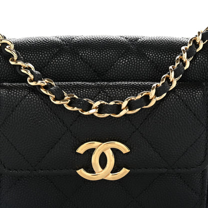 Chanel Caviar Quilted Pocket Twins Clutch With Chain Black 9 of 12