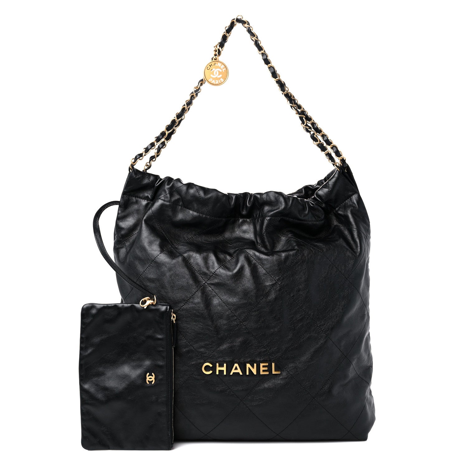 Chanel Shiny Calfskin Quilted Large Chanel 22 Black 1 of 12