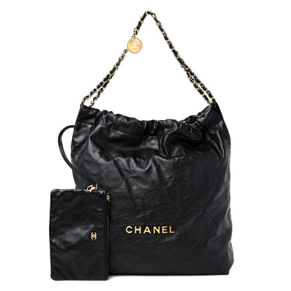 Chanel Shiny Calfskin Quilted Large Chanel 22 Black 1 of 12