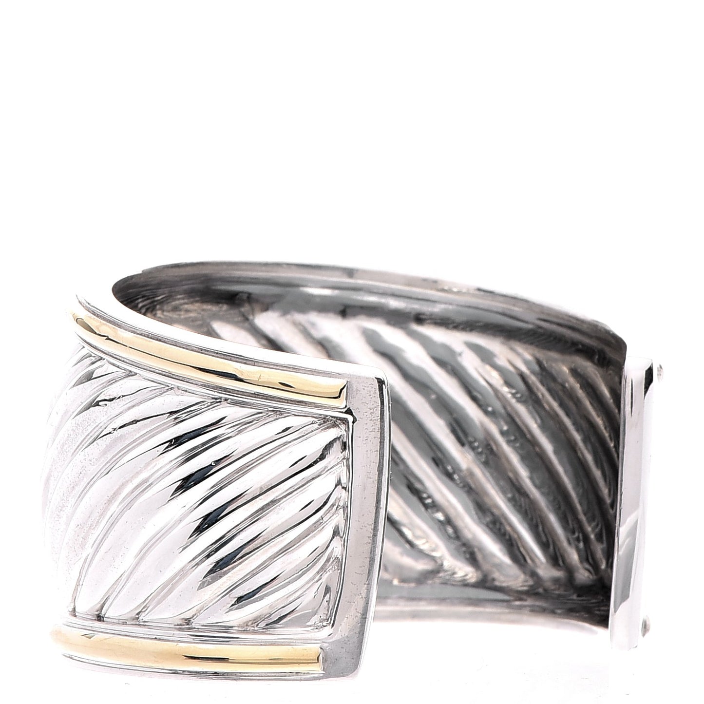 Sterling Silver 18k Gold 41mm Sculpted Cable Cuff