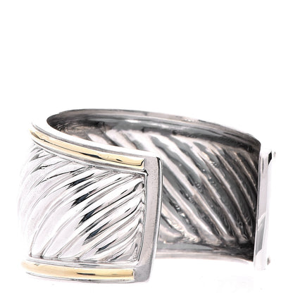 David Yurman Sterling Silver 18k Gold 41mm Sculpted Cable Cuff 3 of 4