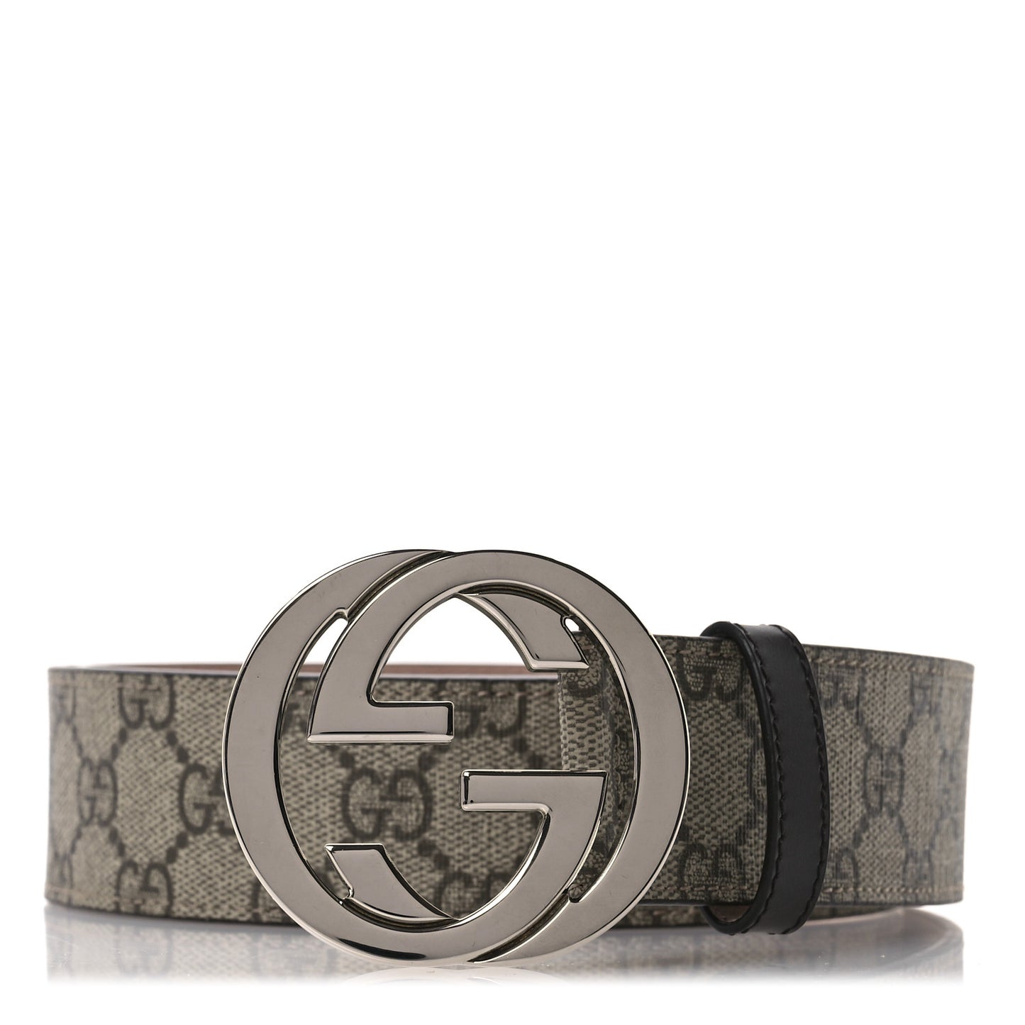 GG Supreme Monogram Selleria Calfskin Interlocking G 40mm Belt 90 36 Beige Ebony Cocoa