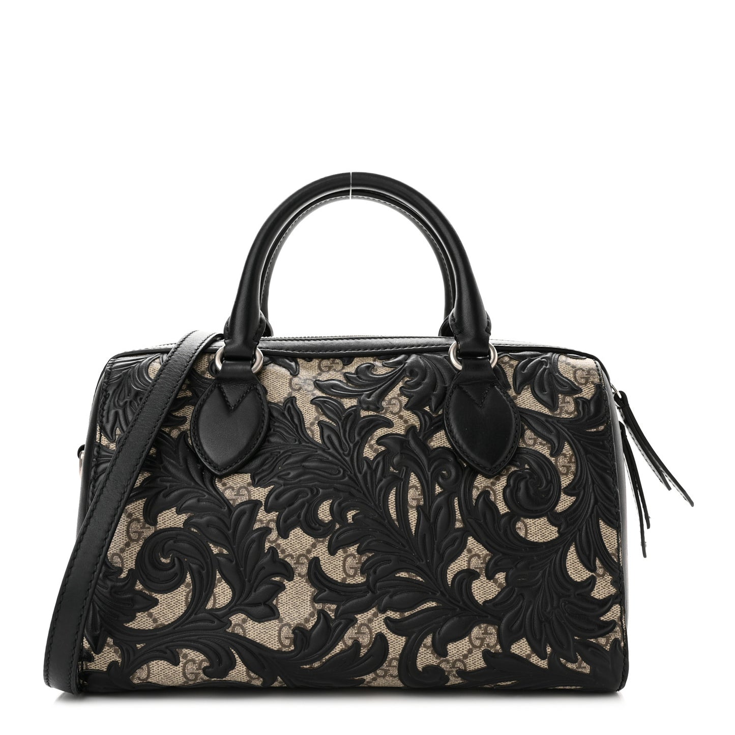 GG Supreme Monogram Arabesque Small Boston Black