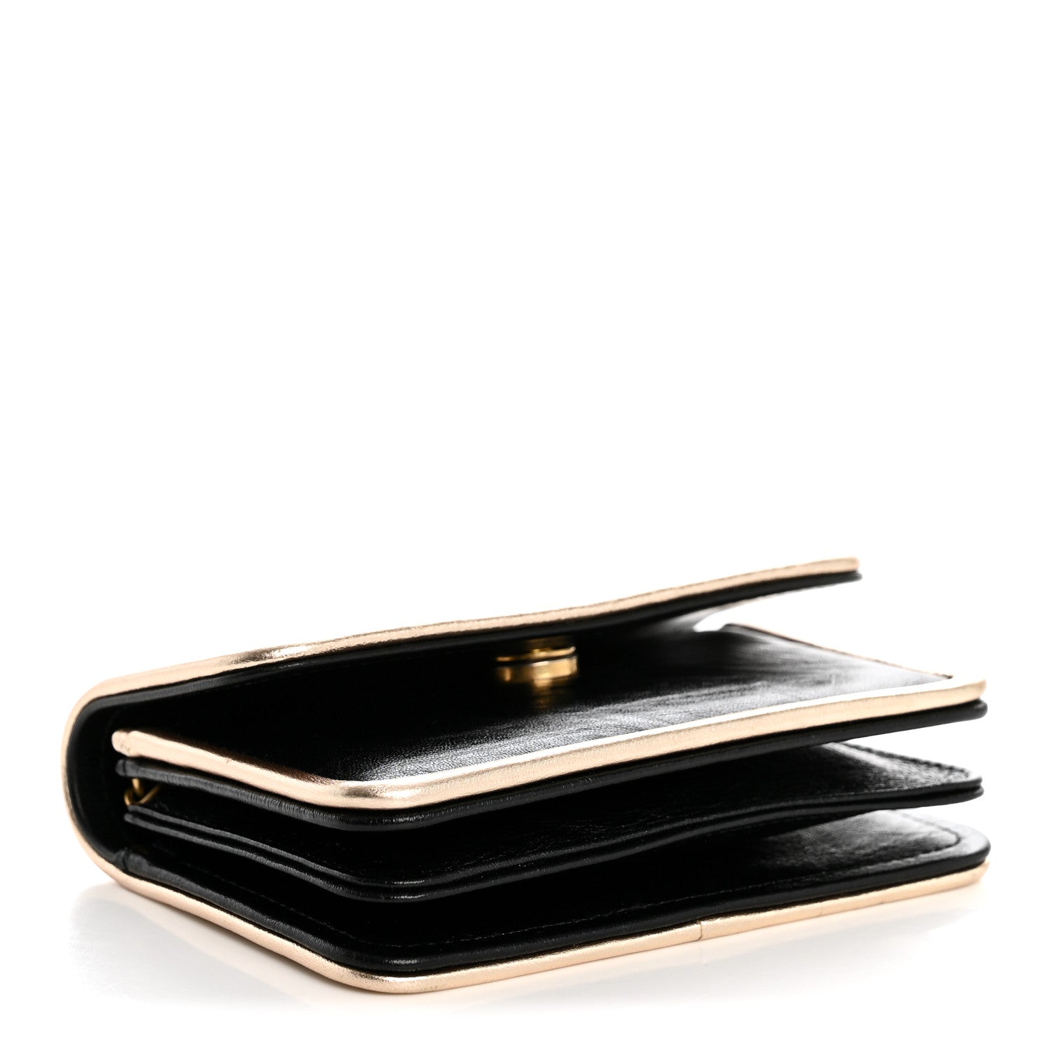 Chanel Metallic Calfskin Clutch With Chain Black Gold 4 of 11