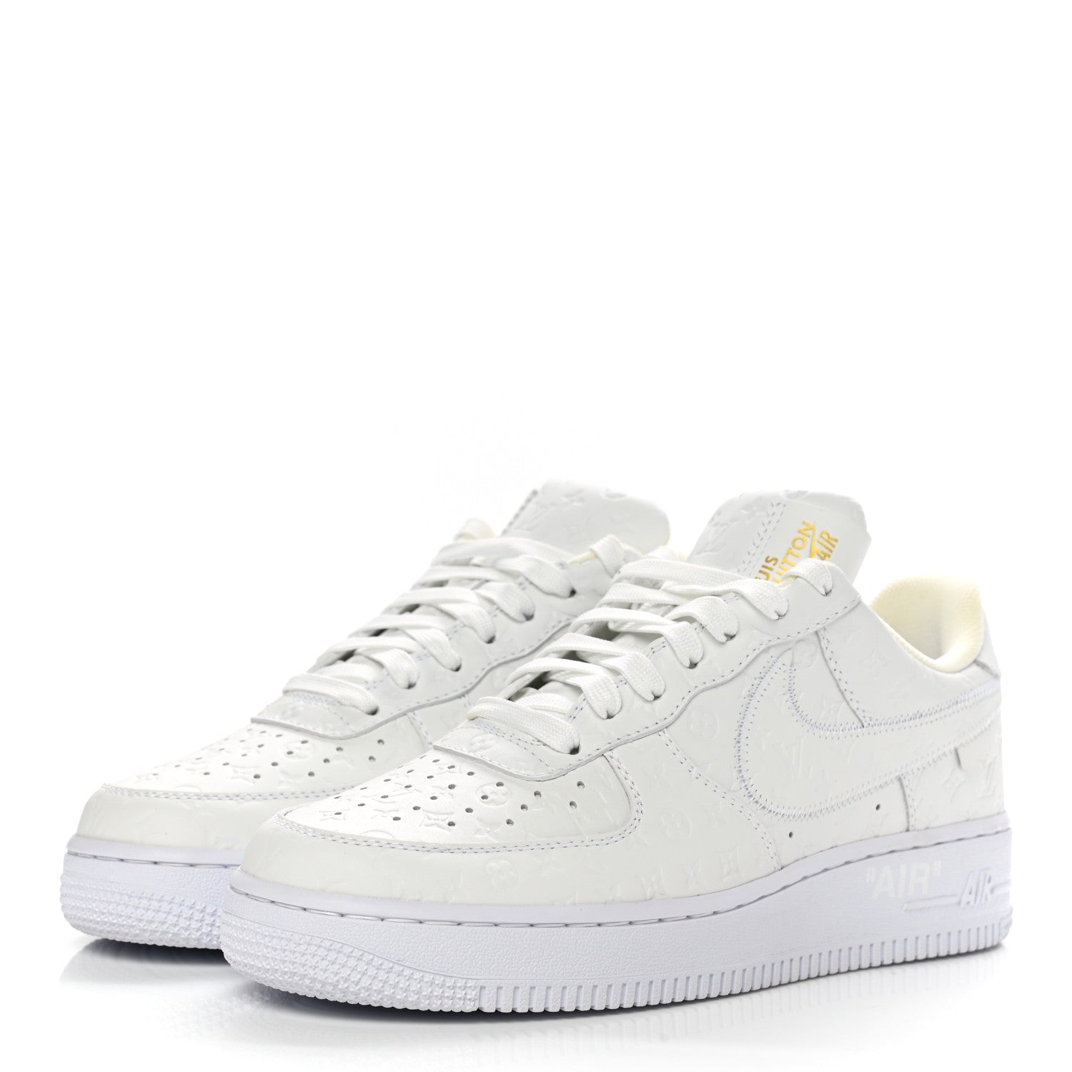 Louis Vuitton X NIKE AIR FORCE 1 Calfskin Monogram Mens Low Top Sneakers 7 White 3 of 10