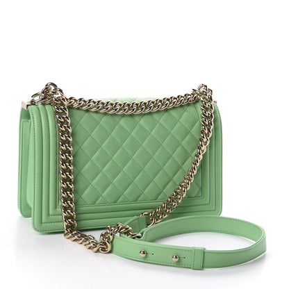 Chanel Calfskin Quilted Medium Boy Flap Green 3 of 11