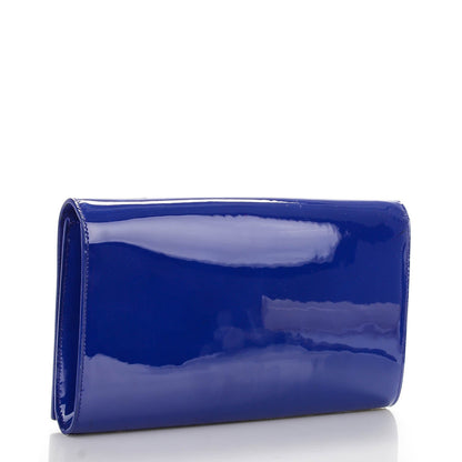 Saint Laurent Patent Calfskin Monogram Large Belle De Jour Clutch Royal Blue 3 of 7