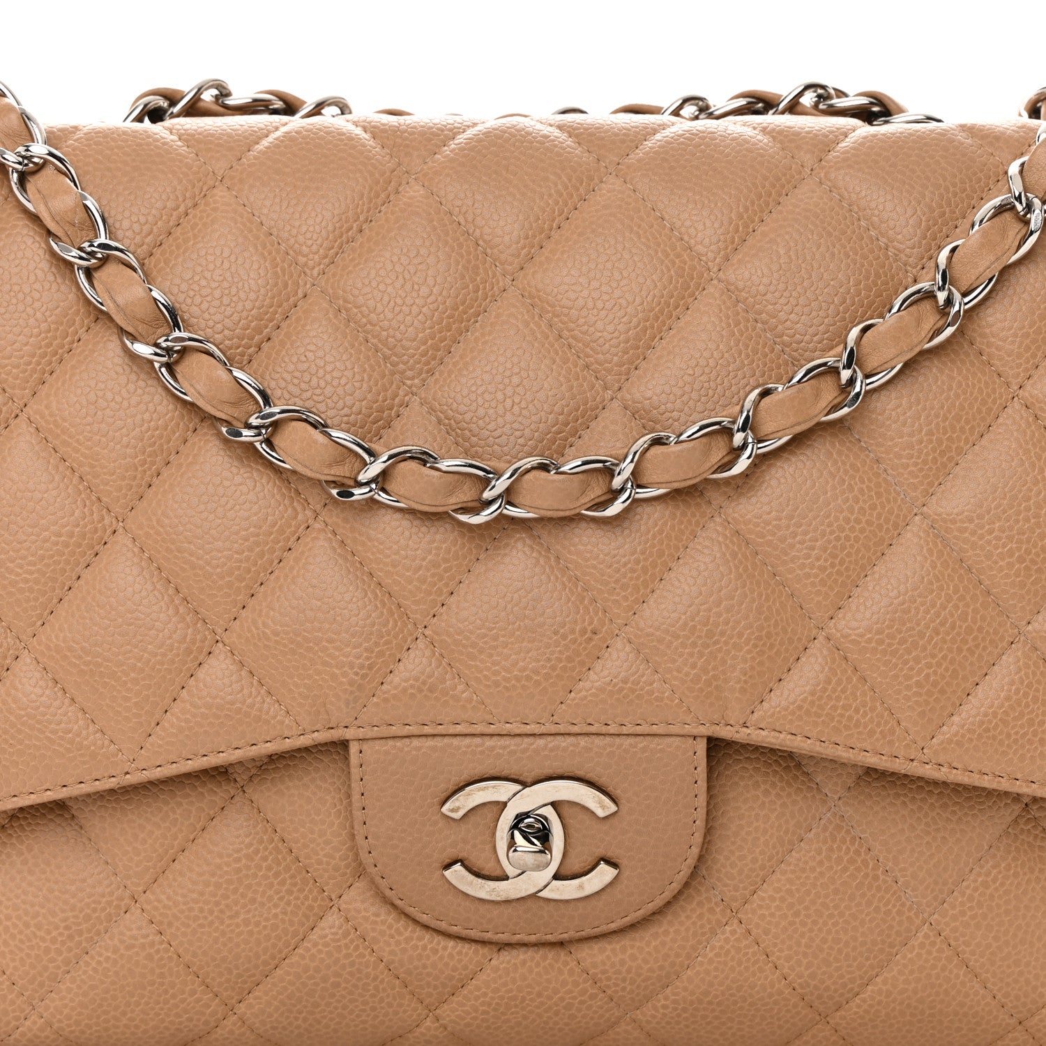 Chanel Caviar Quilted Jumbo Single Flap Beige 8 of 17