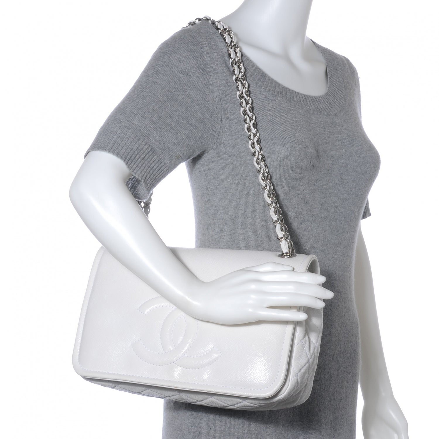 Chanel Caviar Timeless Large Flap White 2 of 7
