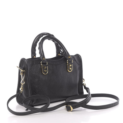 Balenciaga Chevre Gold Metallic Edge Hardware Nano City Black 3 of 10