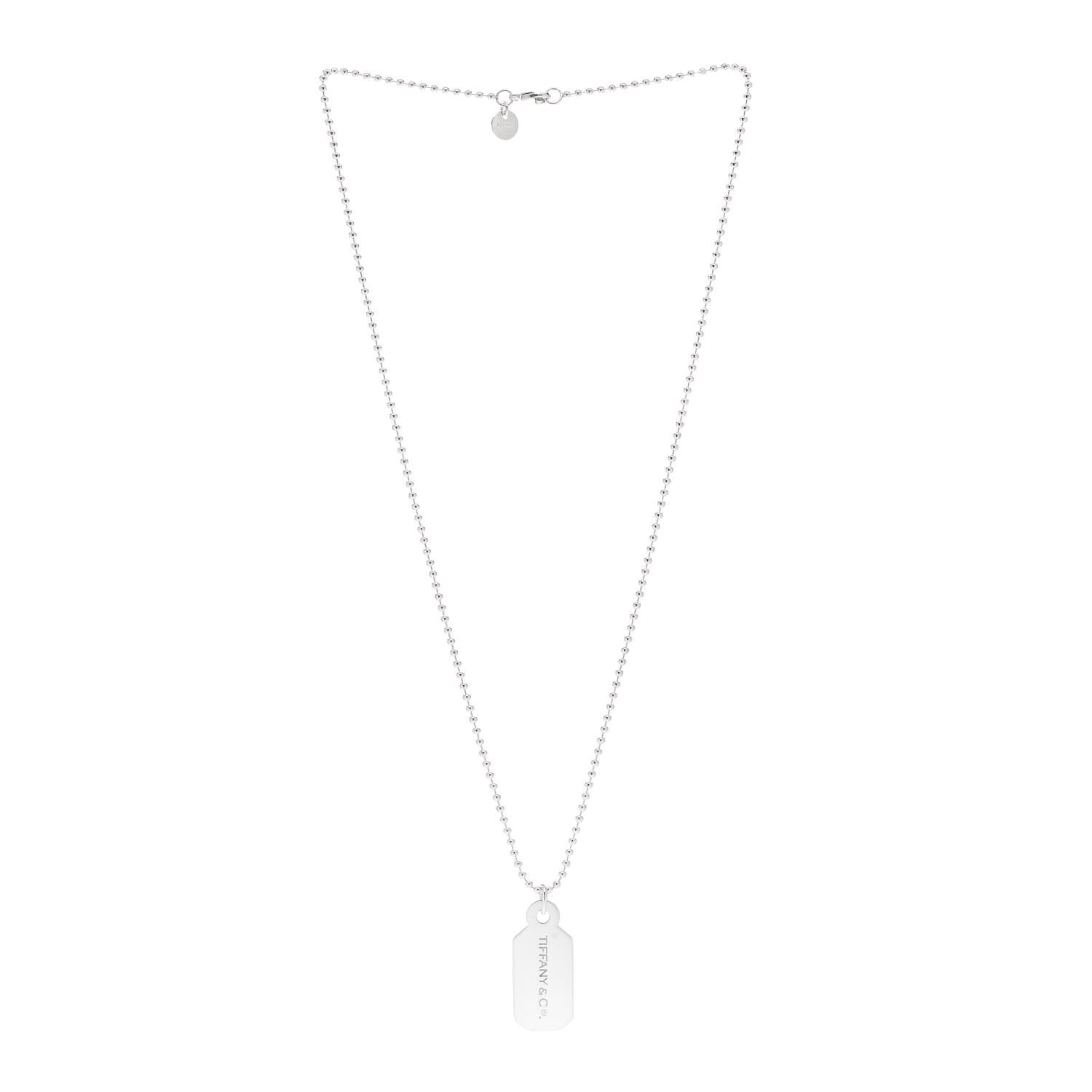 Tiffany Sterling Silver Diamond Price Tag Pendant Necklace 3 of 5
