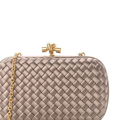 Bottega Veneta Satin Intrecciato Chain Knot Clutch Nude 9 of 9