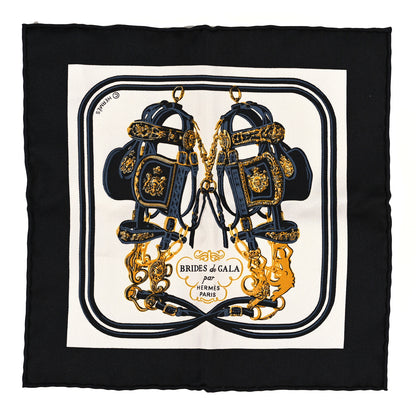 Hermes Silk Brides de Gala Nano Scarf 20 Black White Or 1 of 3