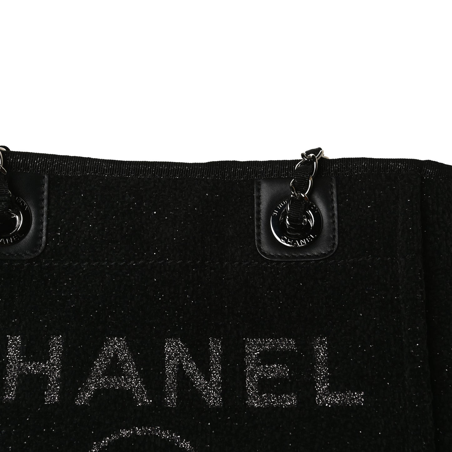 Lurex Boucle Mini Deauville Tote Black