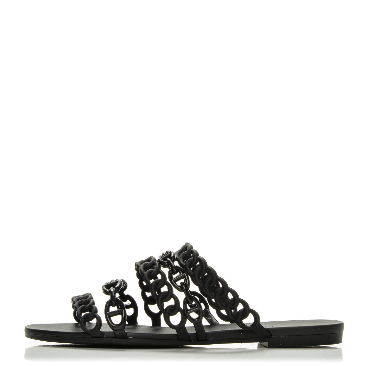 Hermes Rubber Chaine d'Ancre Nude Sandals 37 Black 1 of 7