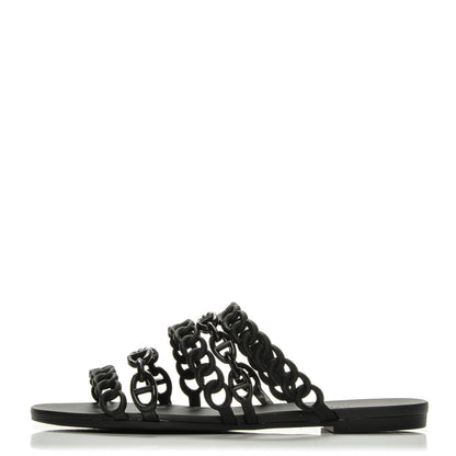 Hermes Rubber Chaine d'Ancre Nude Sandals 37 Black 1 of 7