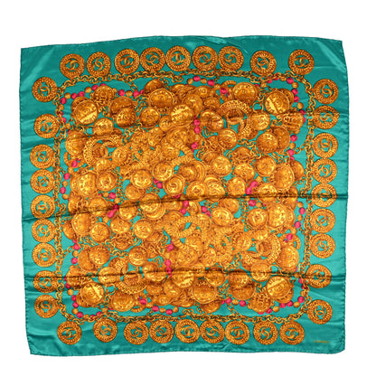 Chanel Silk Medallion Scarf Blue 1 of 3