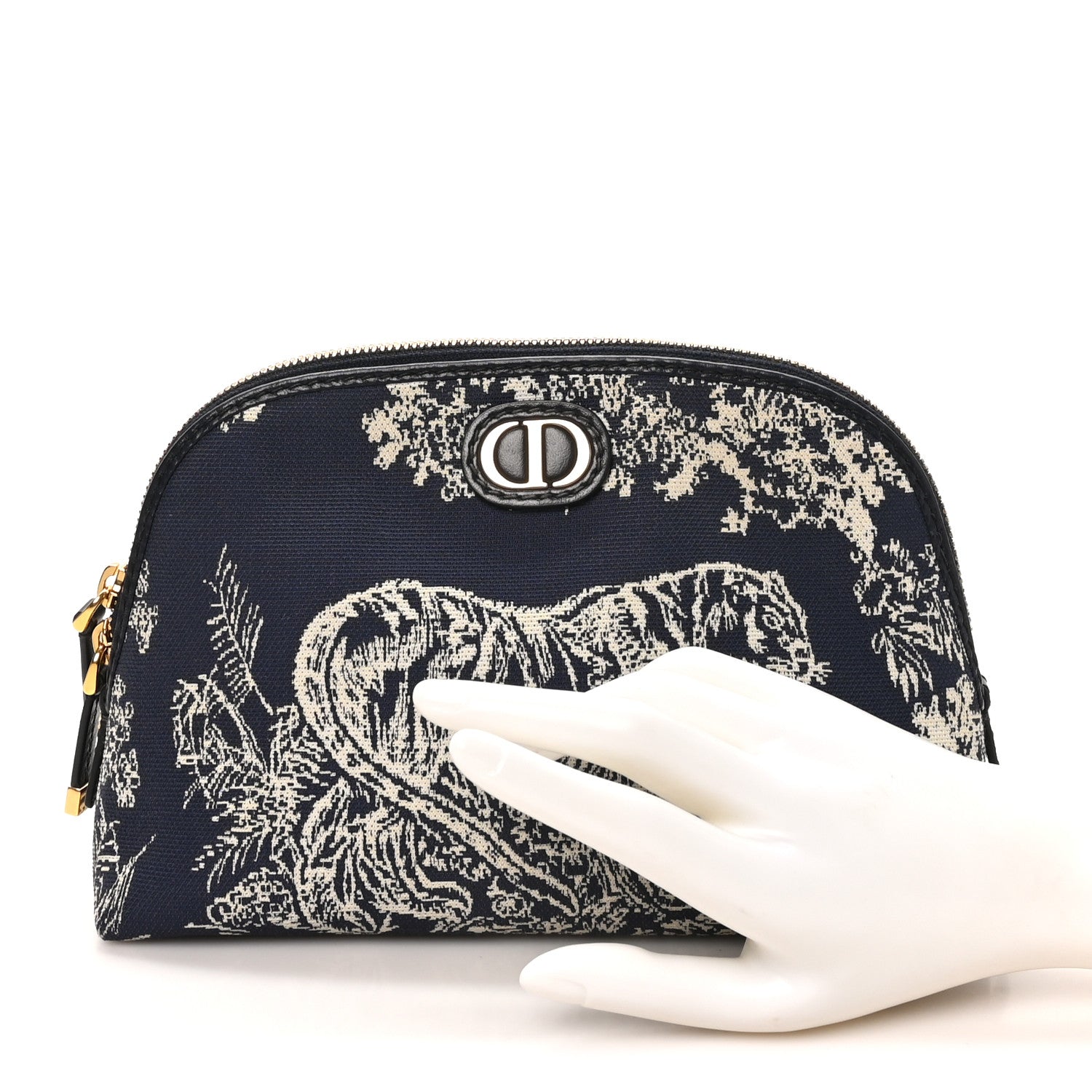 Christian Dior Embroidered Toile De Jouy 30 Montaigne Cosmetic Pouch Blue 2 of 10