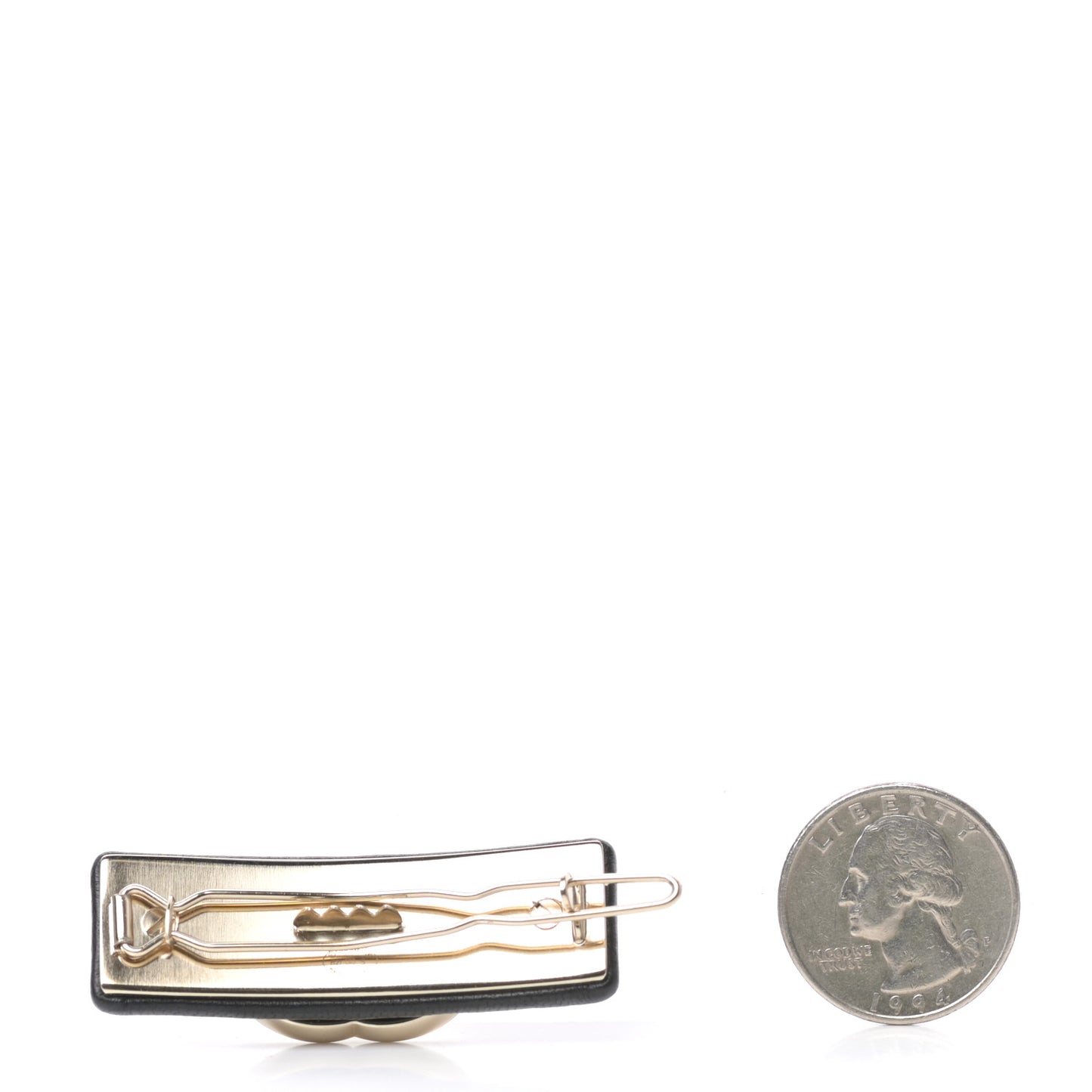 Lambskin Turnlock CC Hair Clip Barrette Black