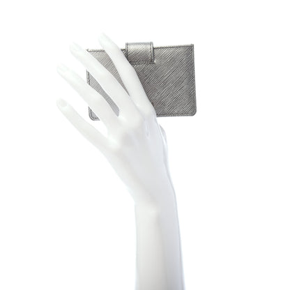 Prada Metallic Saffiano Accordion Card Case Cromo 2 of 6
