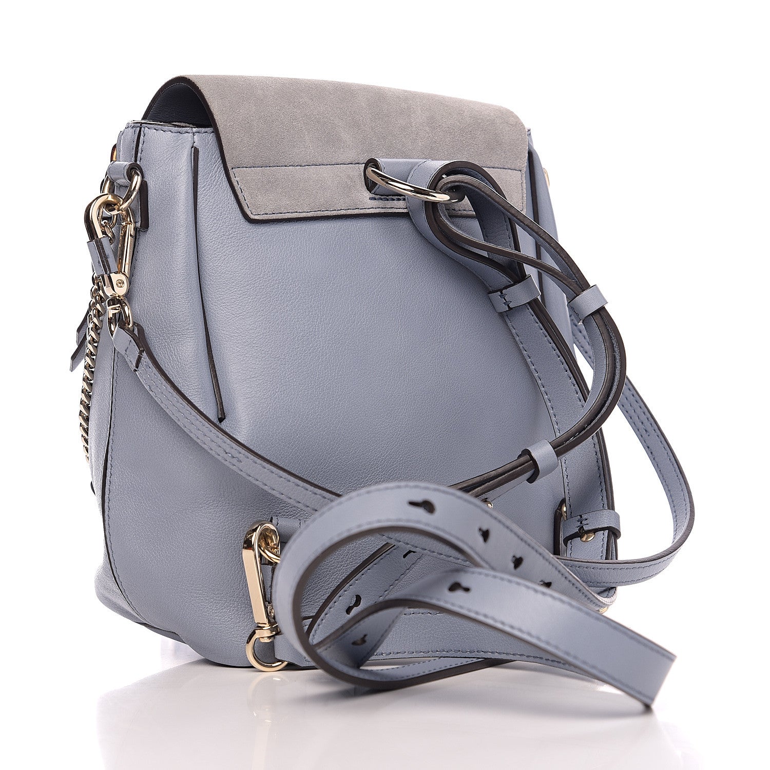 Chloe Suede Calfskin Small Faye Backpack Washed Blue 2 of 9