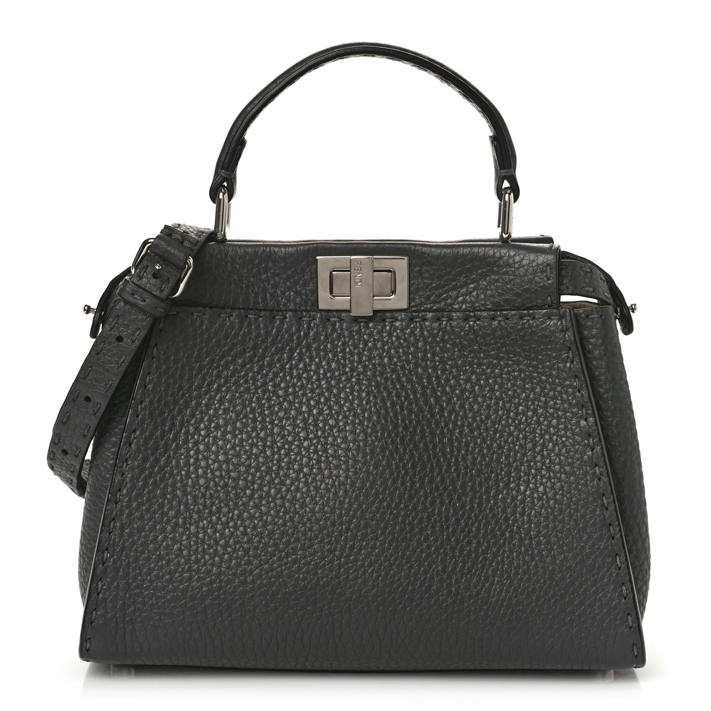 Cuoio Romano Selleria Bi-Color Mini Peekaboo Iconic Satchel Asfalto Latte