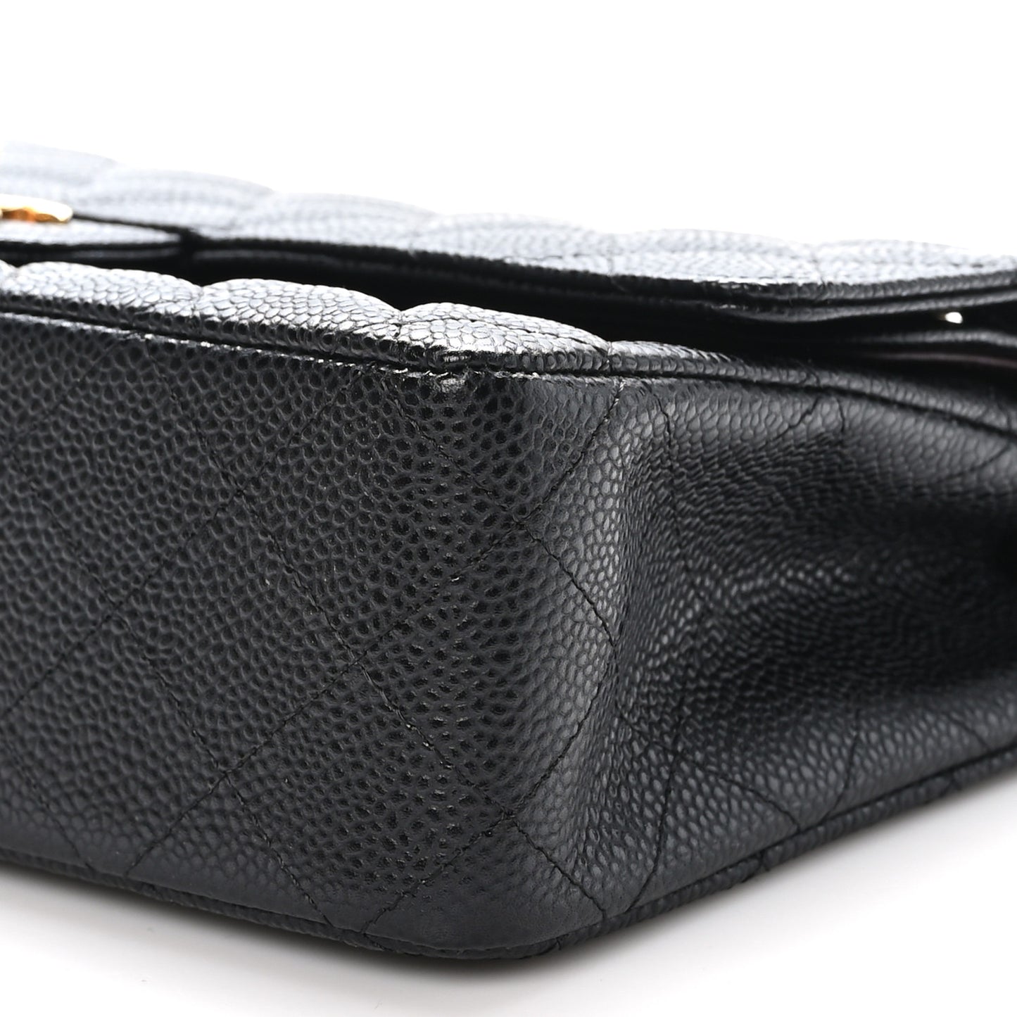Caviar Quilted Medium Double Flap Black