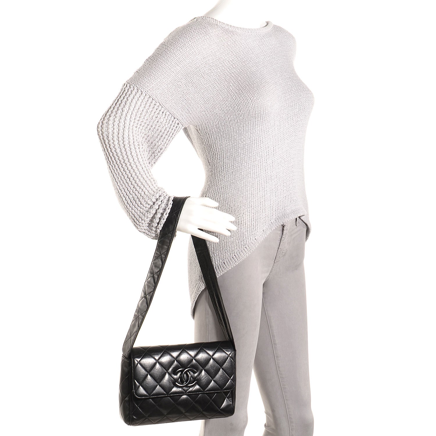 Chanel Lambskin Quilted CC Flap Shoulder Bag Black 2 of 8