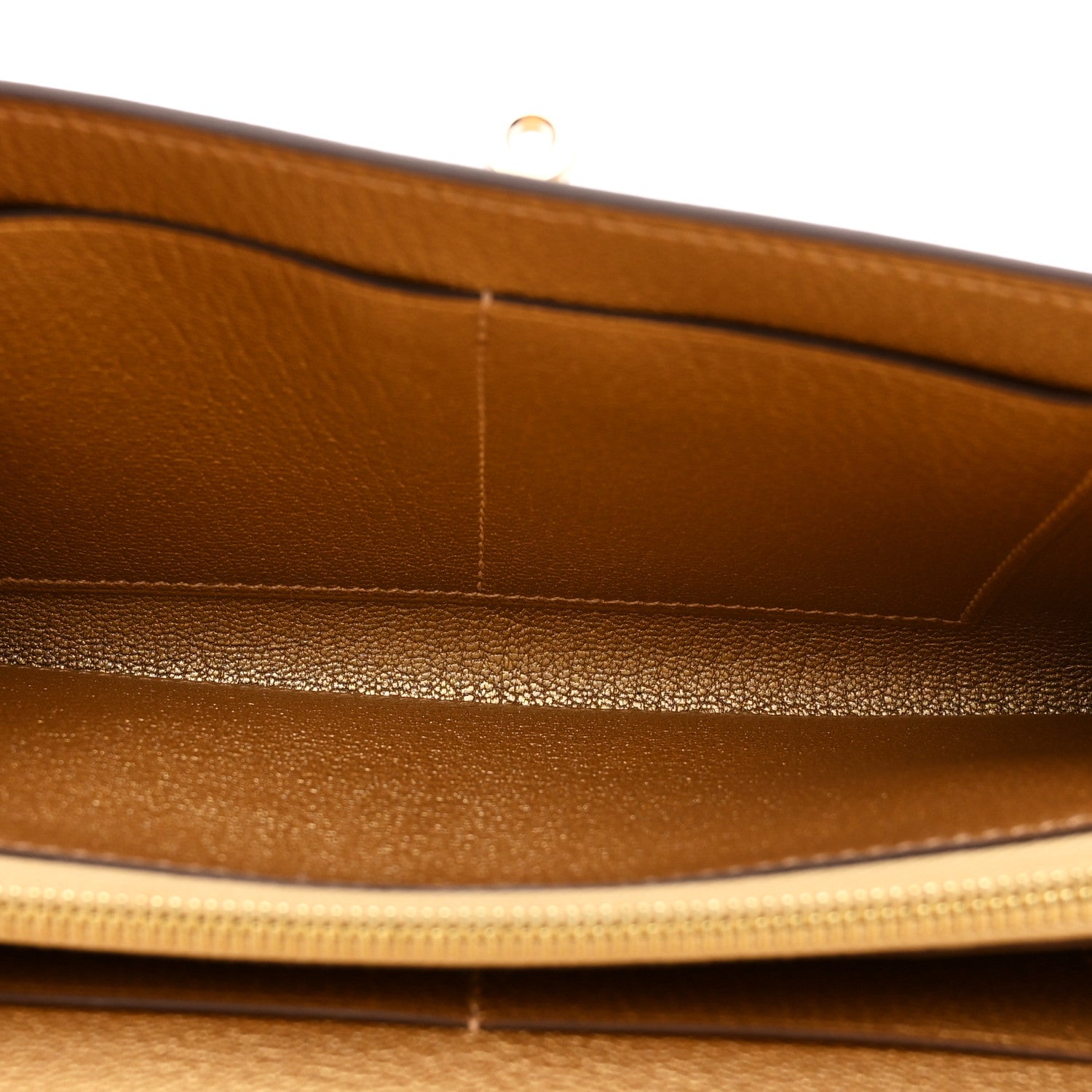 Hermes Metallic Chevre Chamkilight Kelly Wallet To Go Dore 5 of 11