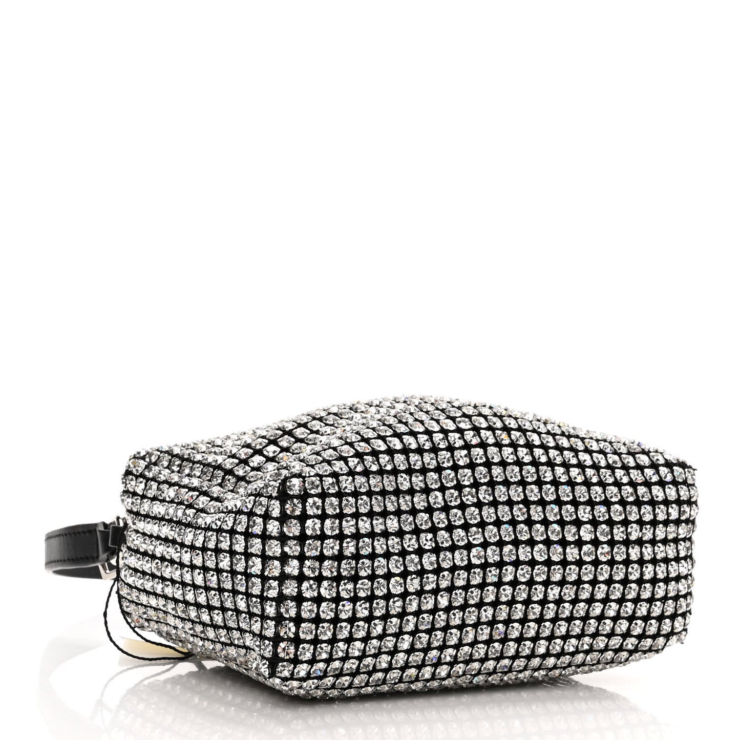 Mesh Crystal Rhinestone Mini Heiress Pouch Black Silver