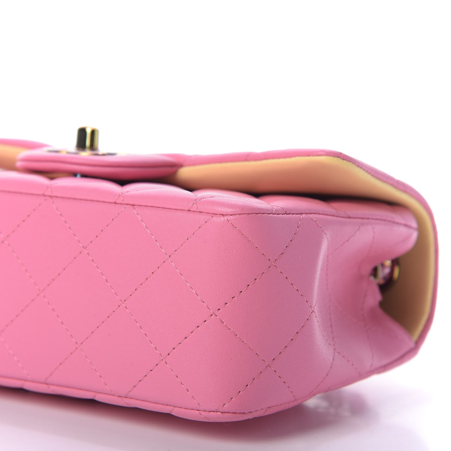 Chanel Lambskin Quilted Mini Rectangular Flap Pink Yellow 7 of 9