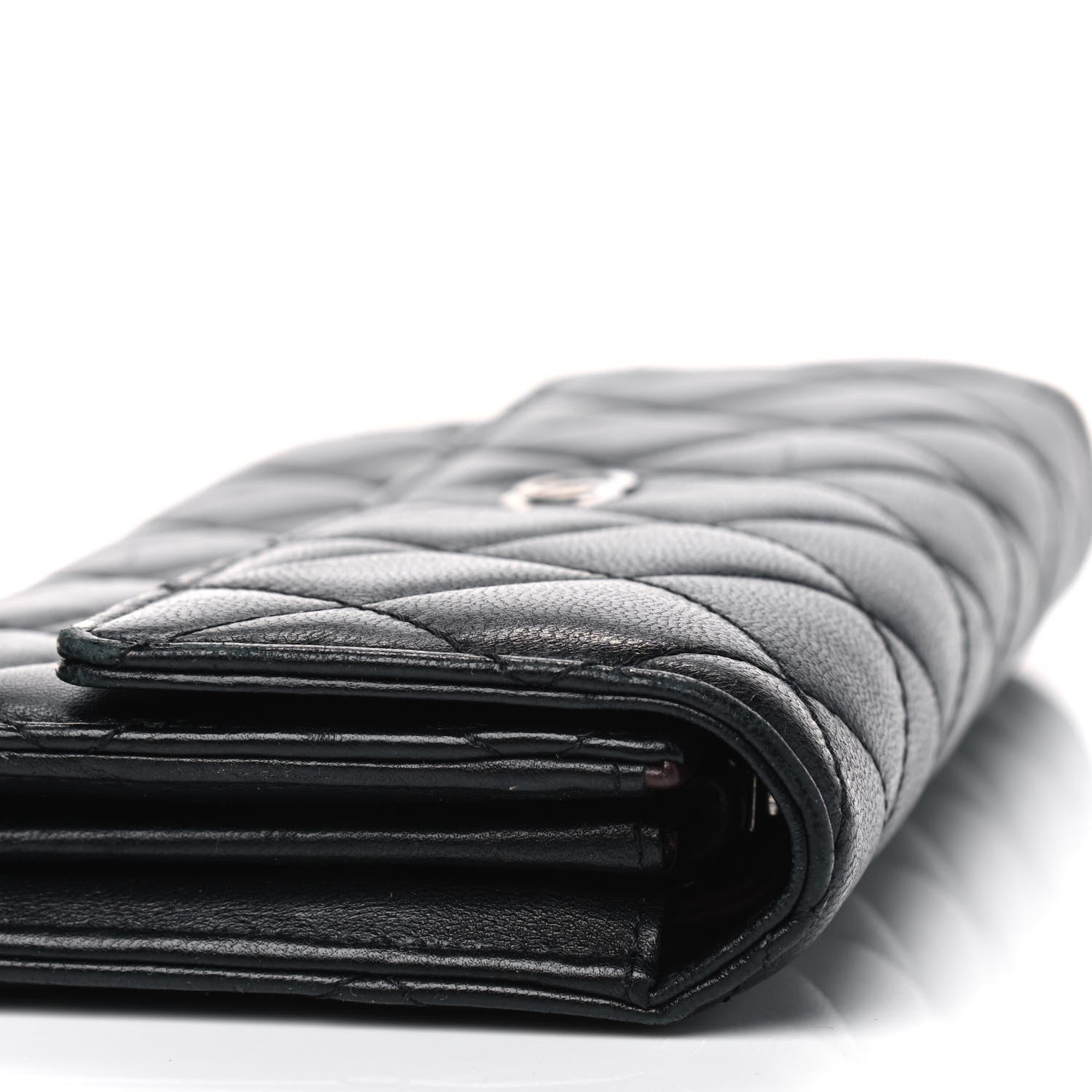 Chanel Lambskin Quilted Large Gusset Flap Wallet Black 8 of 9