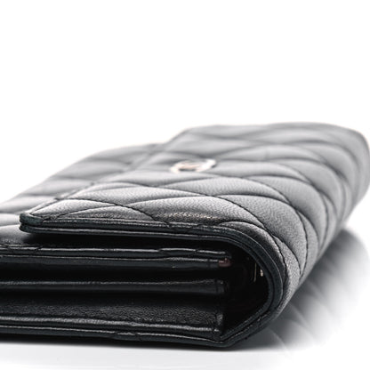 Chanel Lambskin Quilted Large Gusset Flap Wallet Black 8 of 9
