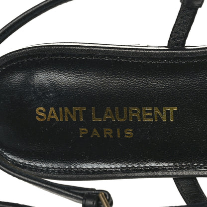 Saint Laurent Calfskin Cassandra Monogram Sandals 38 Black 7 of 8