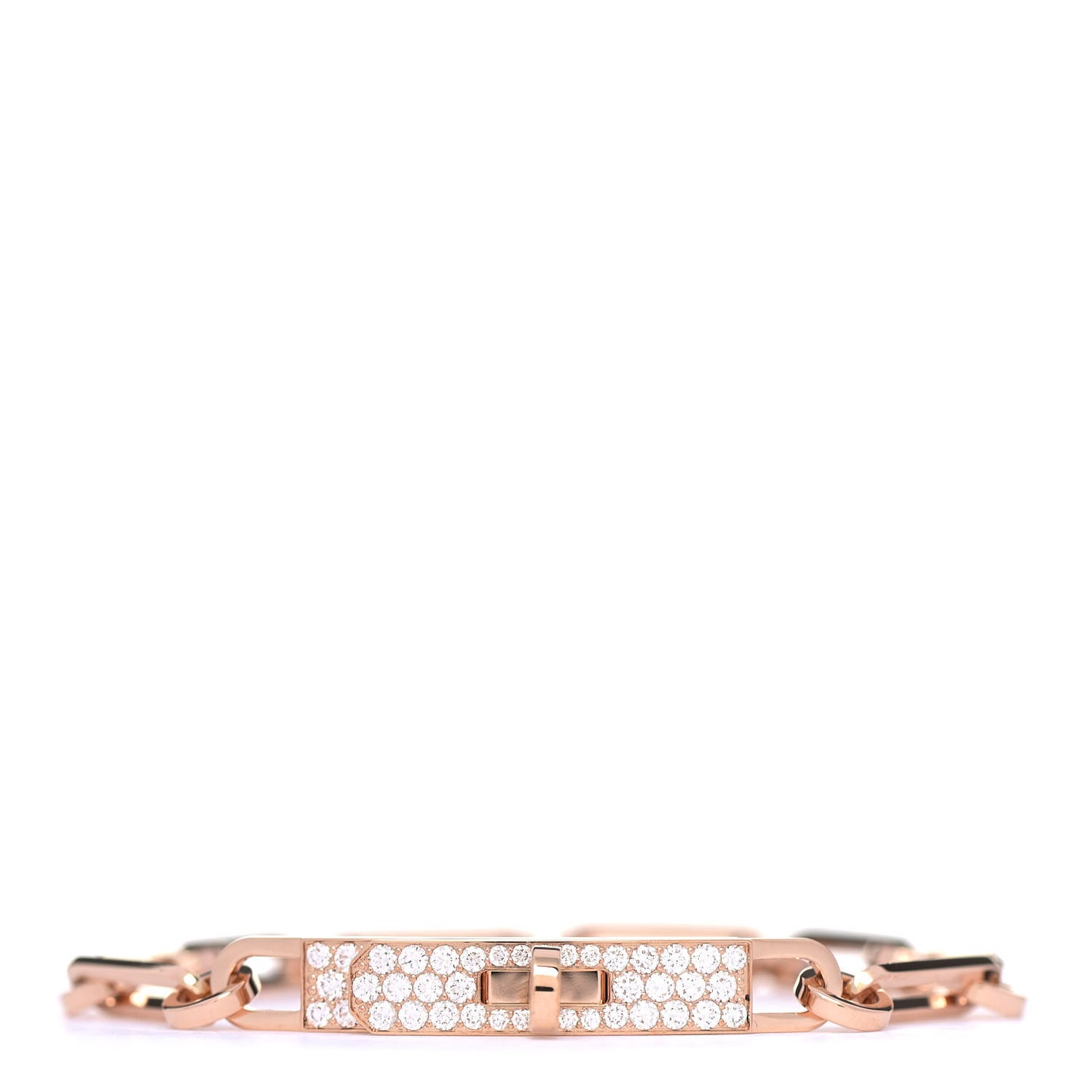 18K Rose Gold Diamond Pave PM Kelly Chaine Bracelet SH