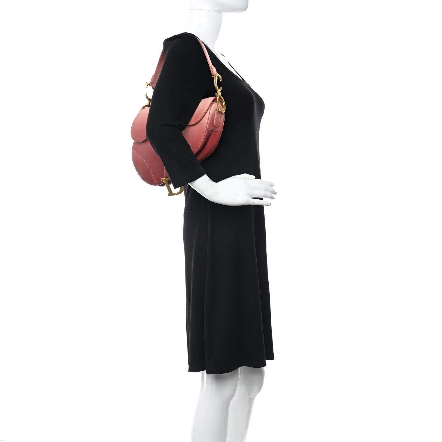 Gradient Calfskin Saddle Bag Pink