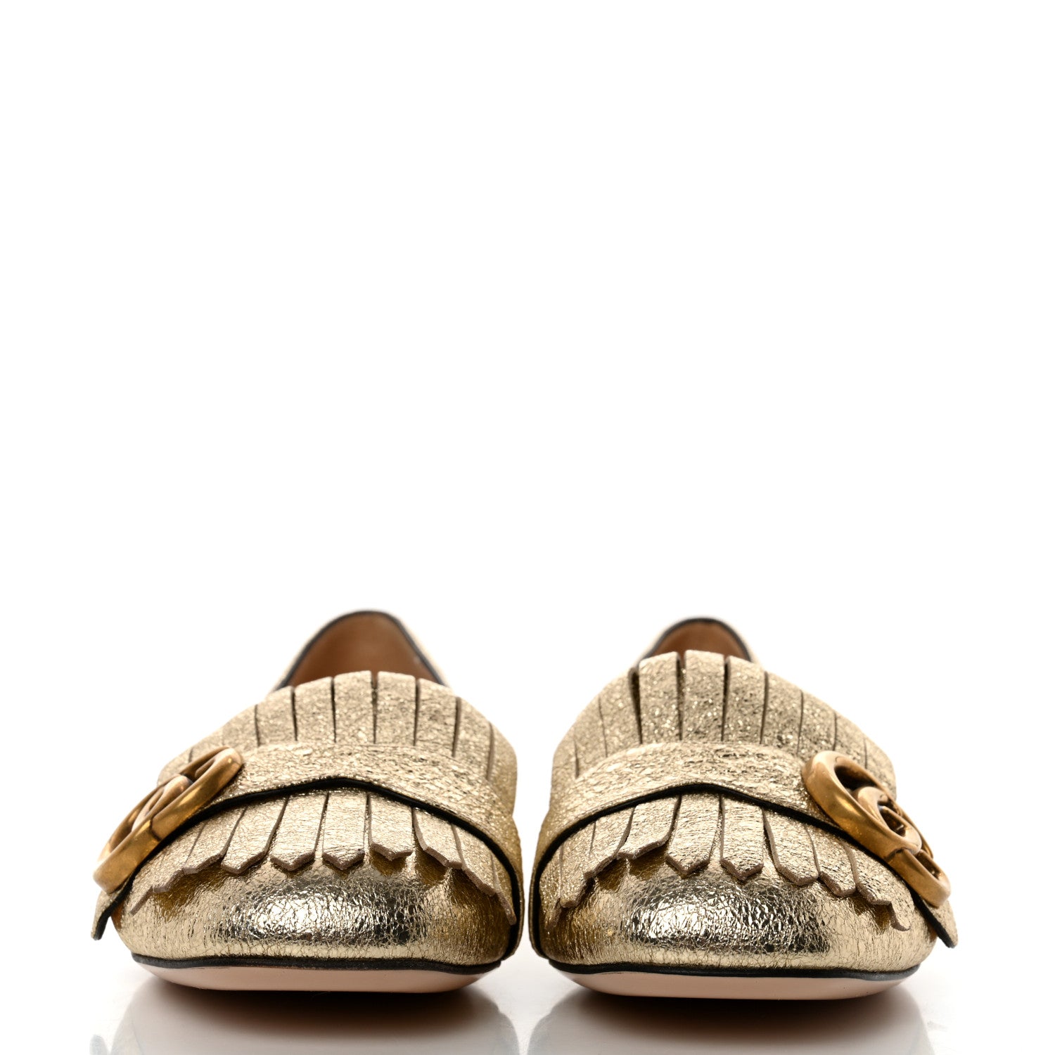 Gucci Galassia GG Marmont Fringe Flats 36.5 Platino 2 of 8