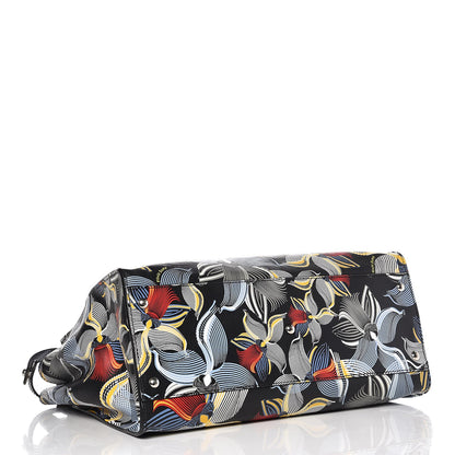 Fendi Calfskin Orchid Large Peekaboo Iconic Satchel Black Multicolor 5 of 8