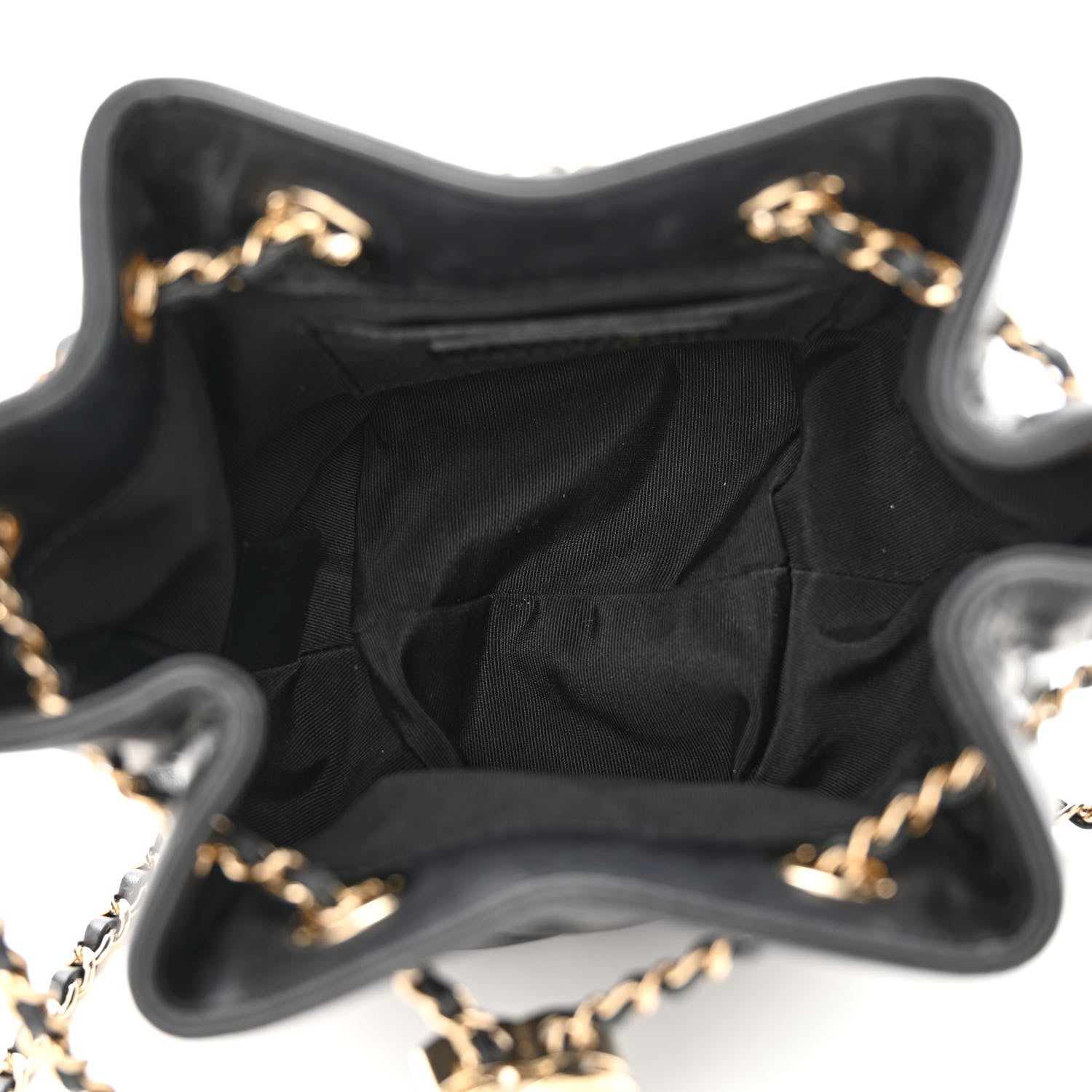 Chanel Lambskin Quilted CC Dweller Drawstring Bucket Bag Black 5 of 11
