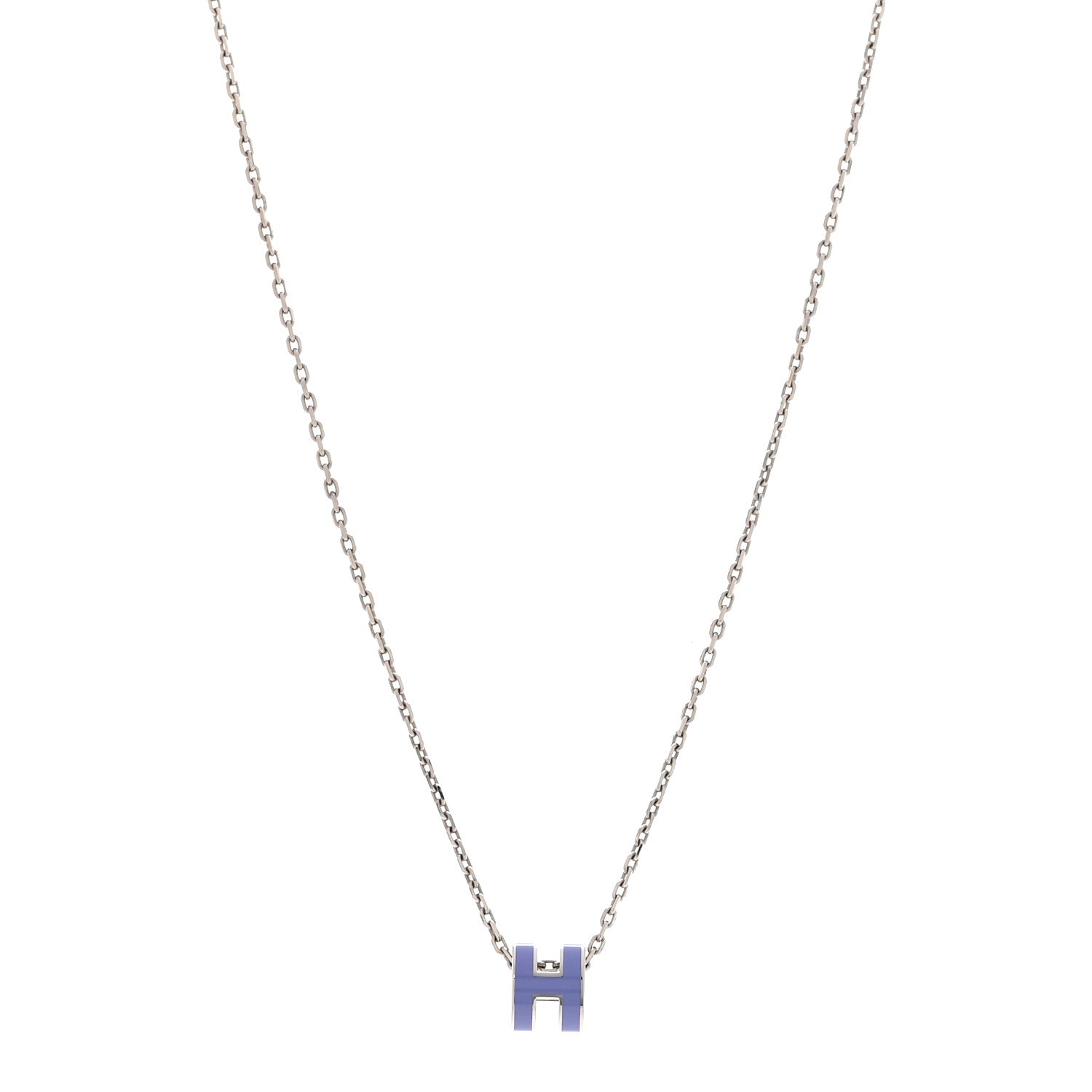 Hermes Lacquered Palladium Mini Pop H Pendant Necklace Lilas 1 of 7