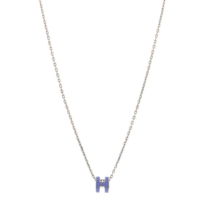 Hermes Lacquered Palladium Mini Pop H Pendant Necklace Lilas 1 of 7