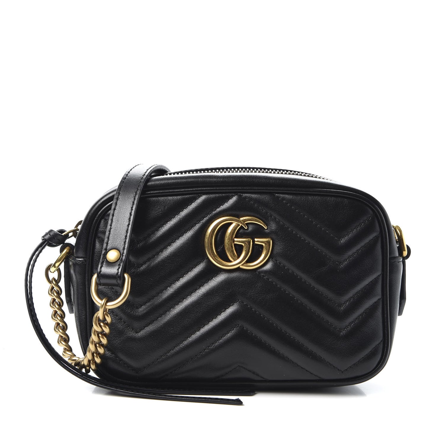 Calfskin Matelasse Mini GG Marmont Chain Shoulder Bag Black