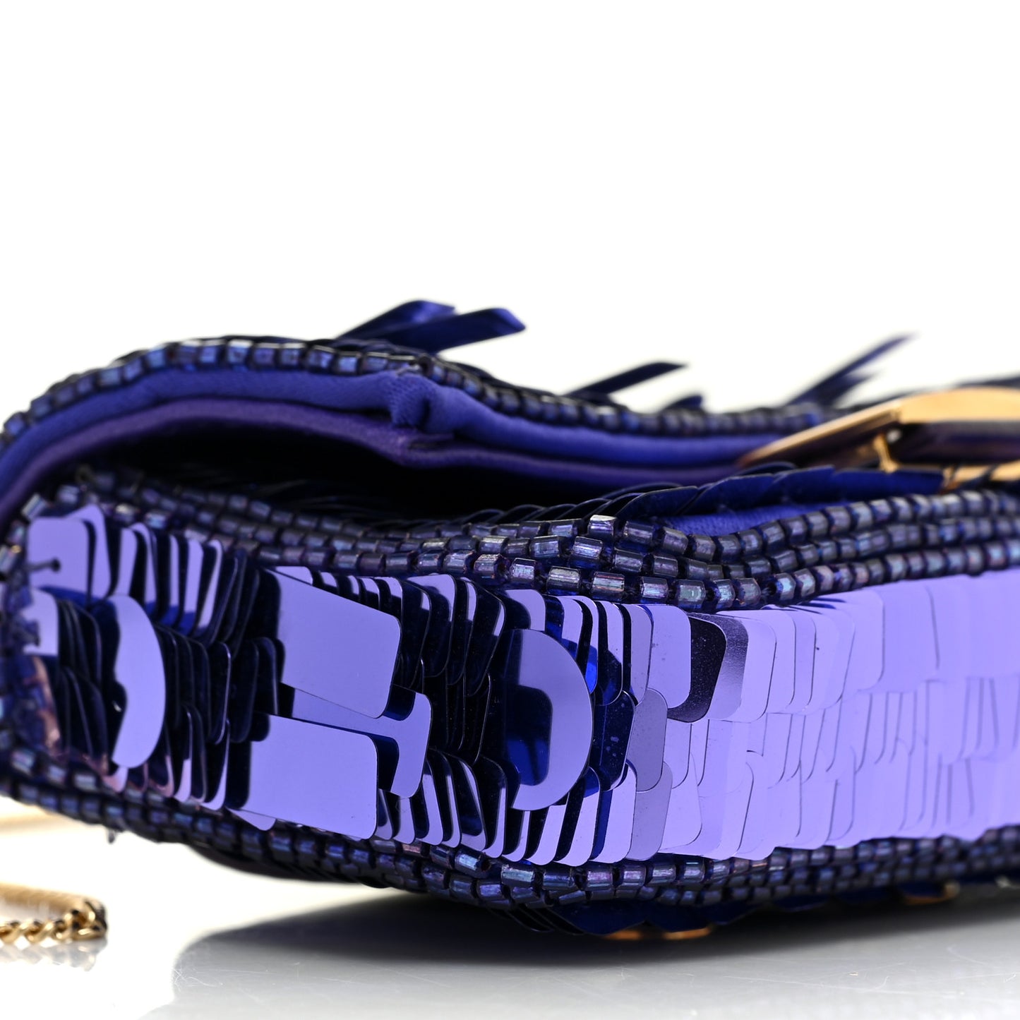 Sequin Paillettes Shiny Nappa Sex and the City Nano Baguette Belt Charm Viola Purple Rain