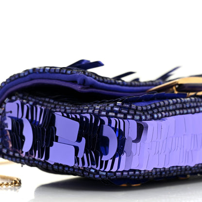 Fendi Sequin Paillettes Shiny Nappa Sex and the City Nano Baguette Belt Charm Viola Purple Rain 8 of 11
