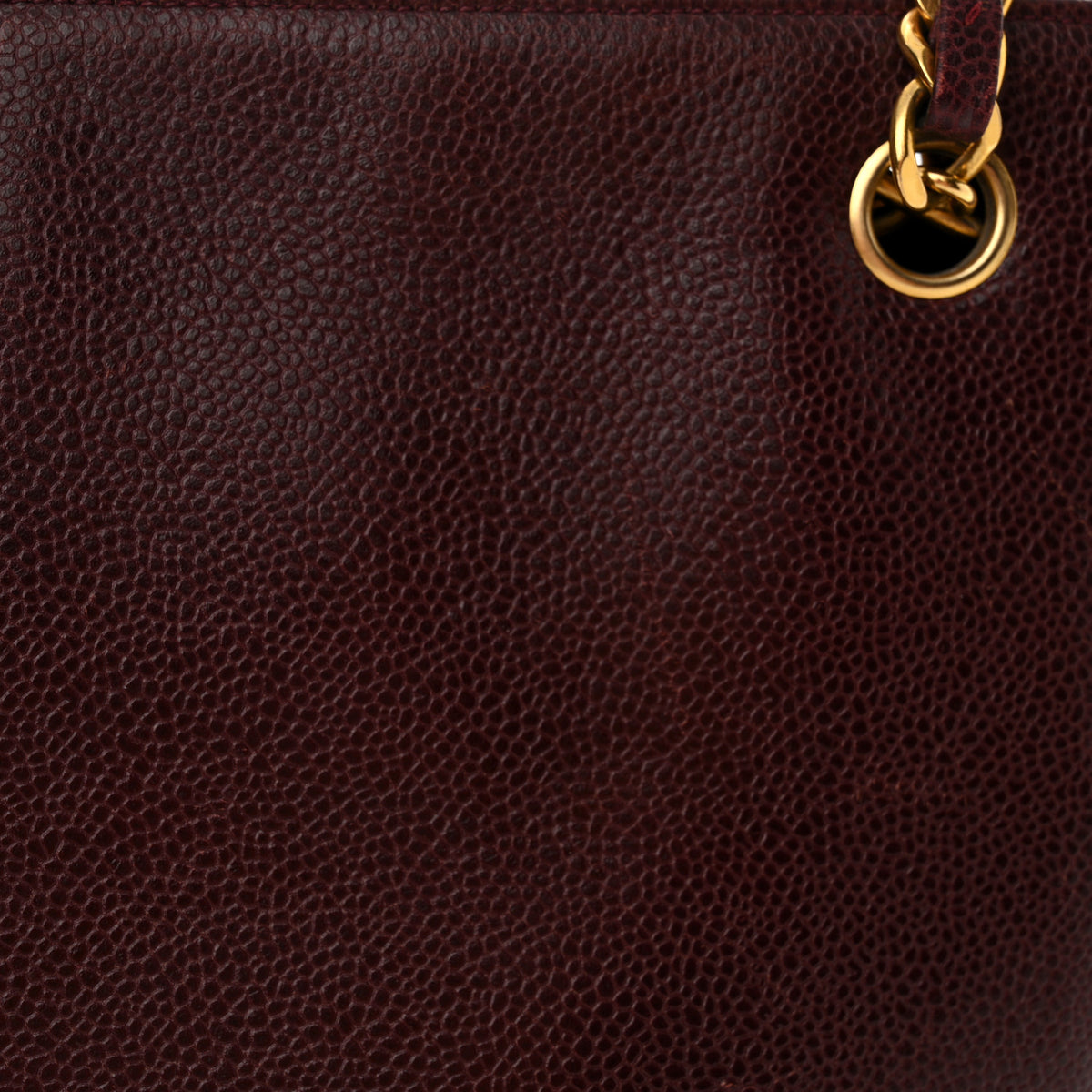 Caviar Flap Shoulder Bag Burgundy