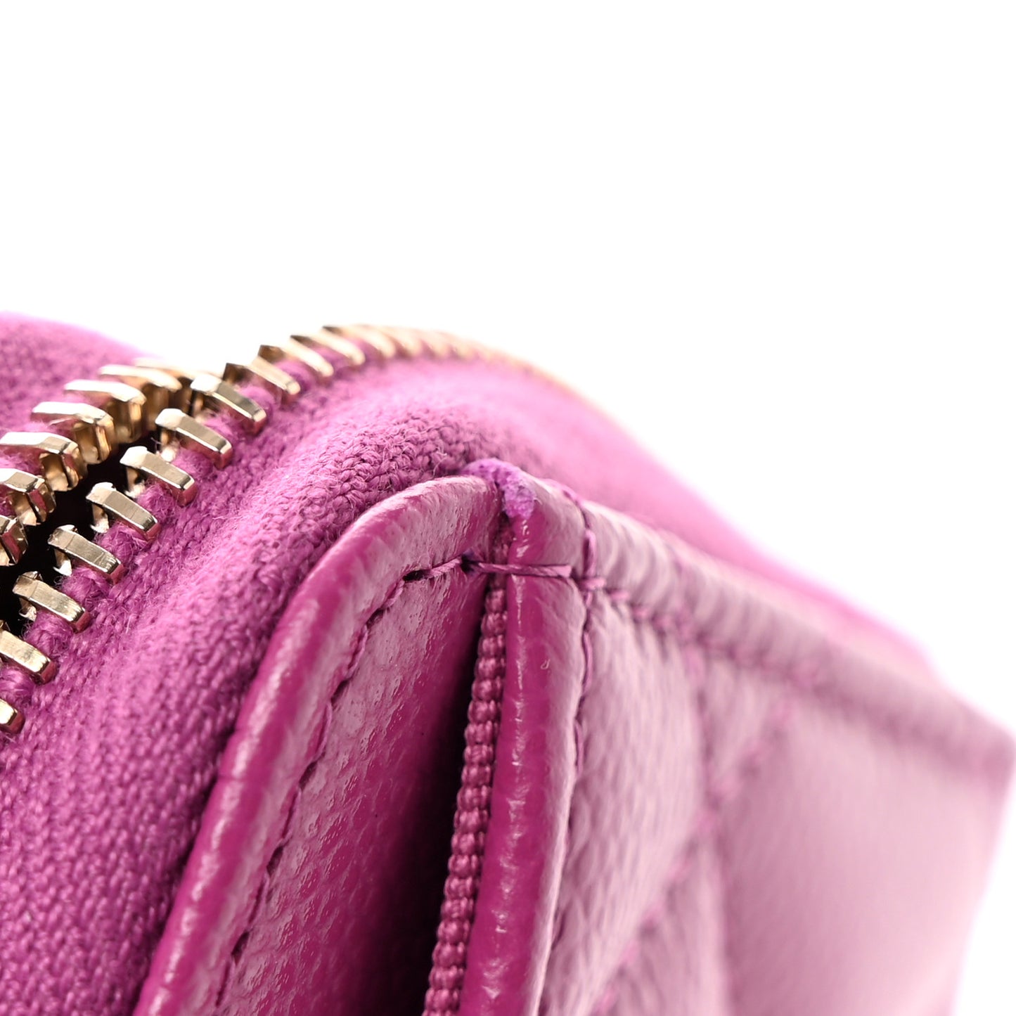 Caviar Quilted Zip Around Coin Purse Wallet Purple